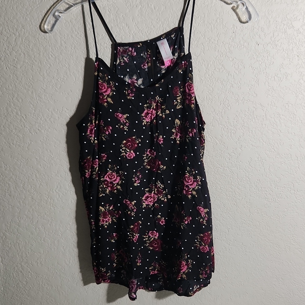 Nobo Camisole Womens keyhole floral blouse high low round spaghetti Large